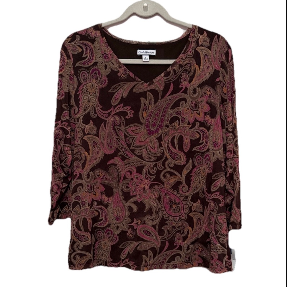 NWT Croft & Borrow Retro Y2K Paisley Blouse Vintage Size XL Artsy Grandmacore‎